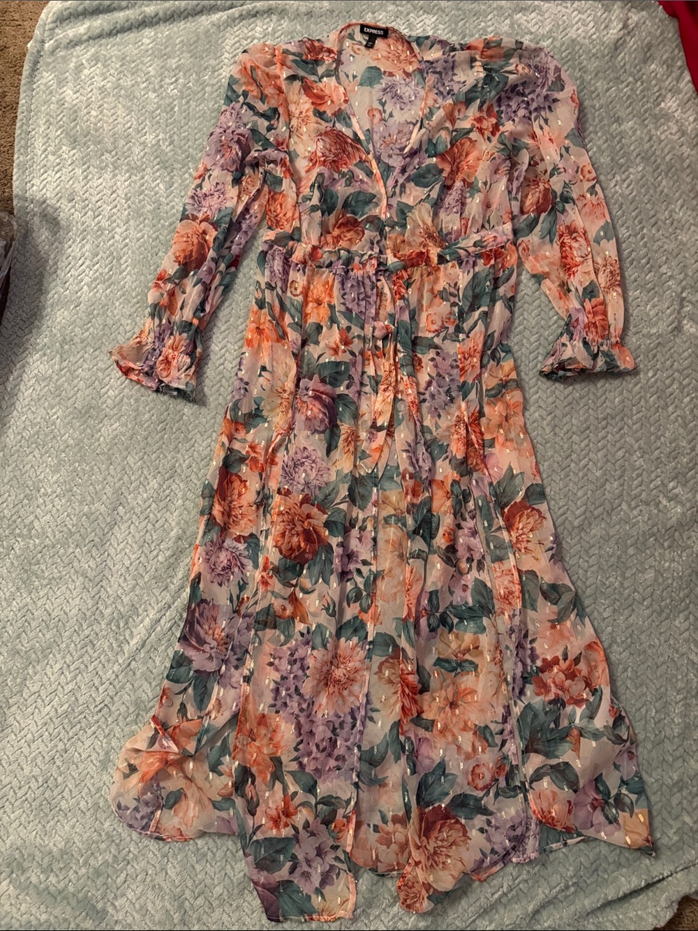 Express Floral Maxi Dress - Peach, Lavender & Green